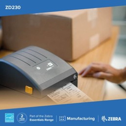 Imprimantă de etichete Zebra ZD230D cu rolă de etichete încărcată